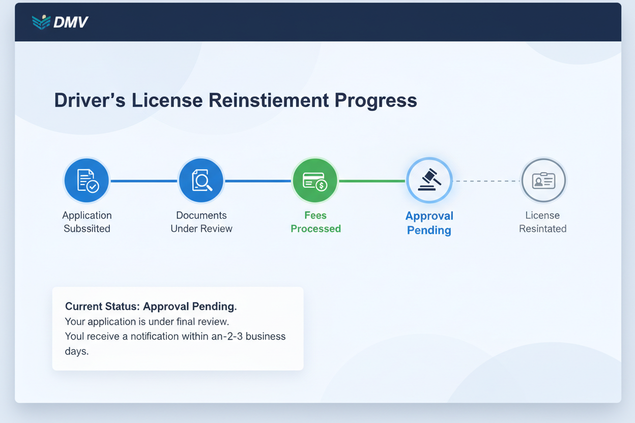 dmv license reinstatement progress tracker